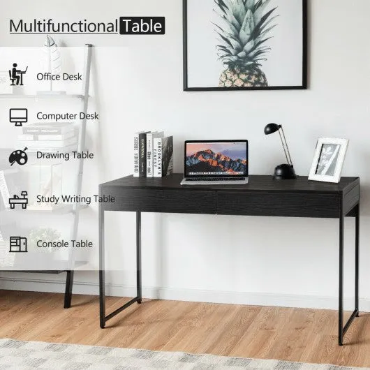 2-Drawer Computer Desk Study Table Home Office Writing Workstation-Black