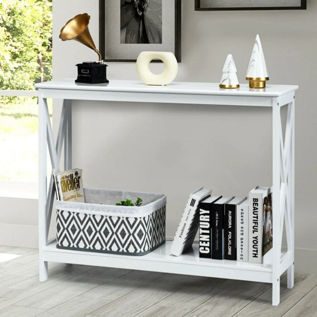 2-Tier Console X-Design Sofa Side Accent Table