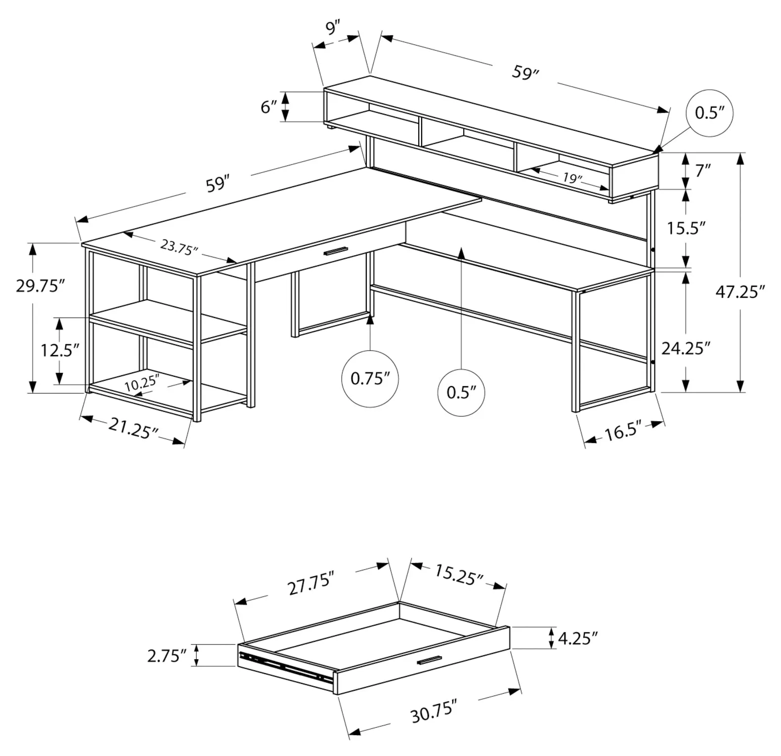 59" Computer Desk - m7162