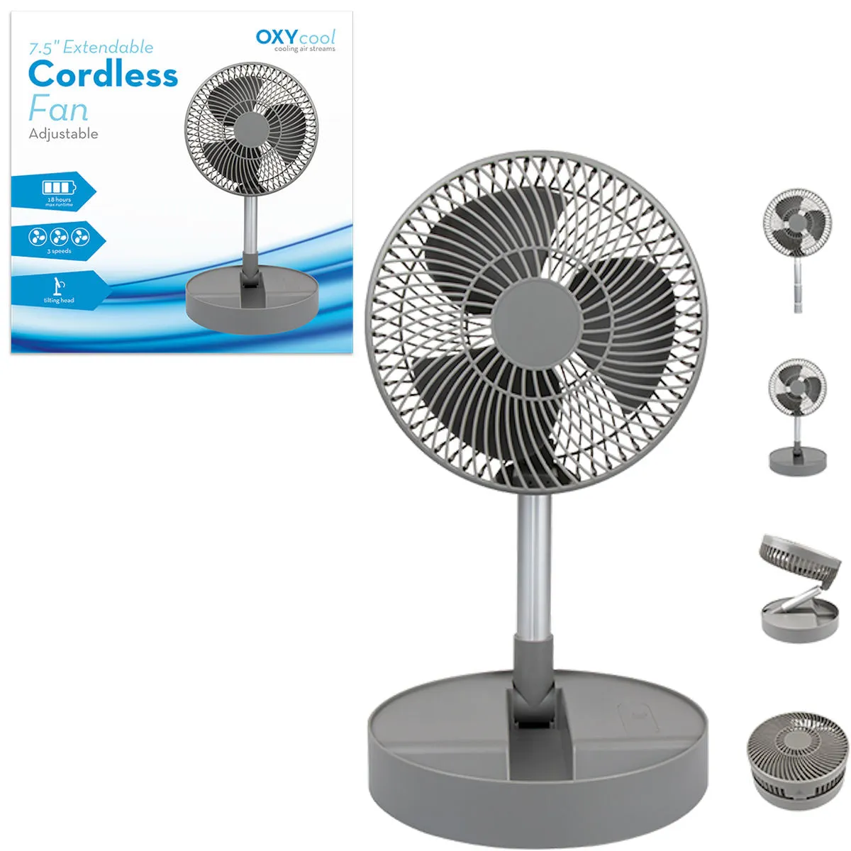 7.8" Cordless Desk Fan - Portable Rechargeable Battery Operated Quiet Office Home Cooling Air Circulator