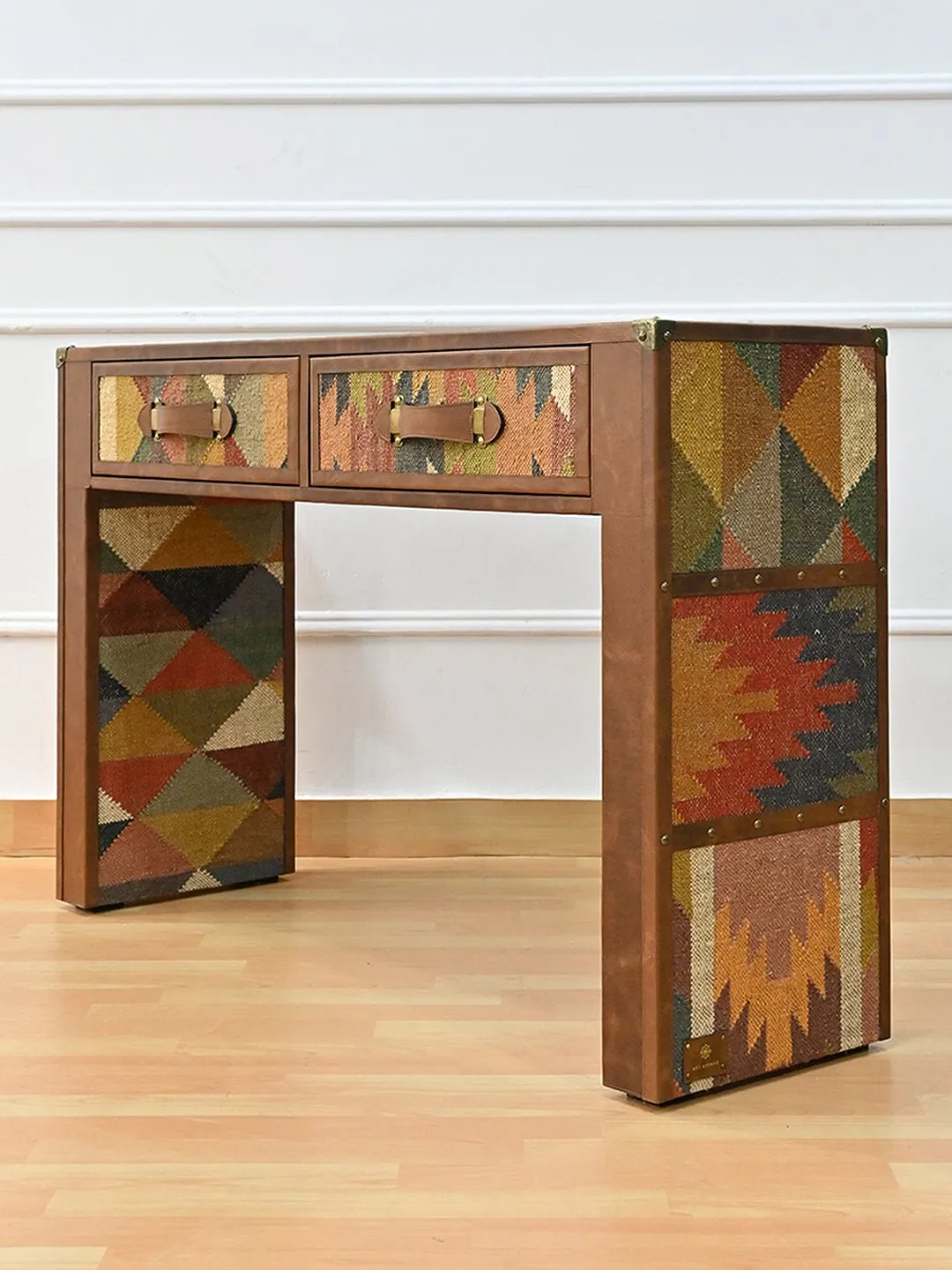 AAHANA- LEATHER & KILIM CONSOLE