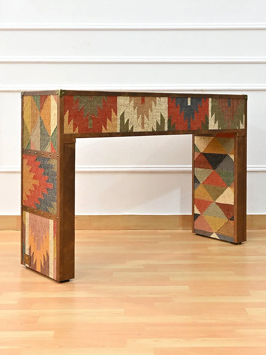 AAHANA- LEATHER & KILIM CONSOLE