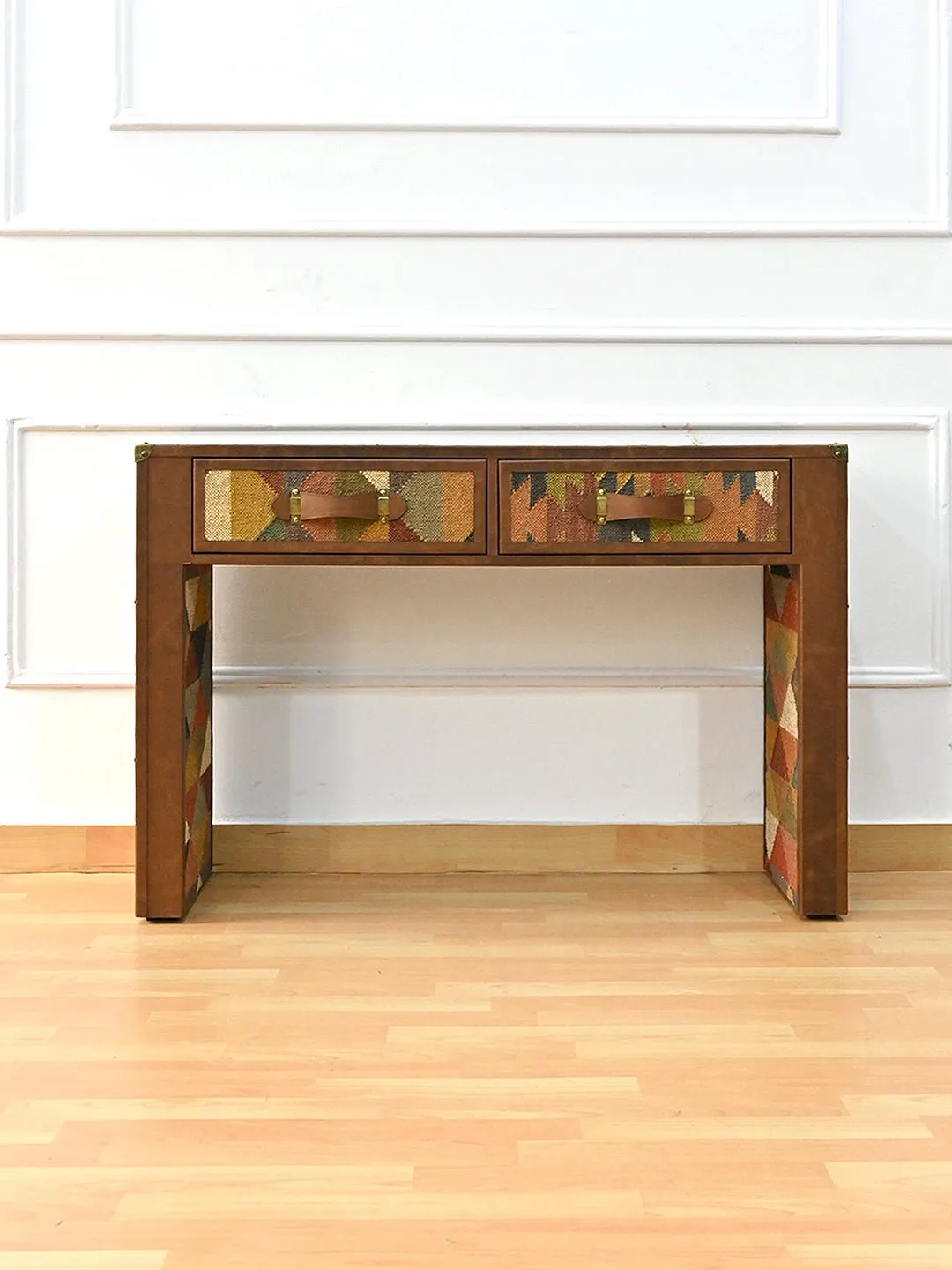 AAHANA- LEATHER & KILIM CONSOLE