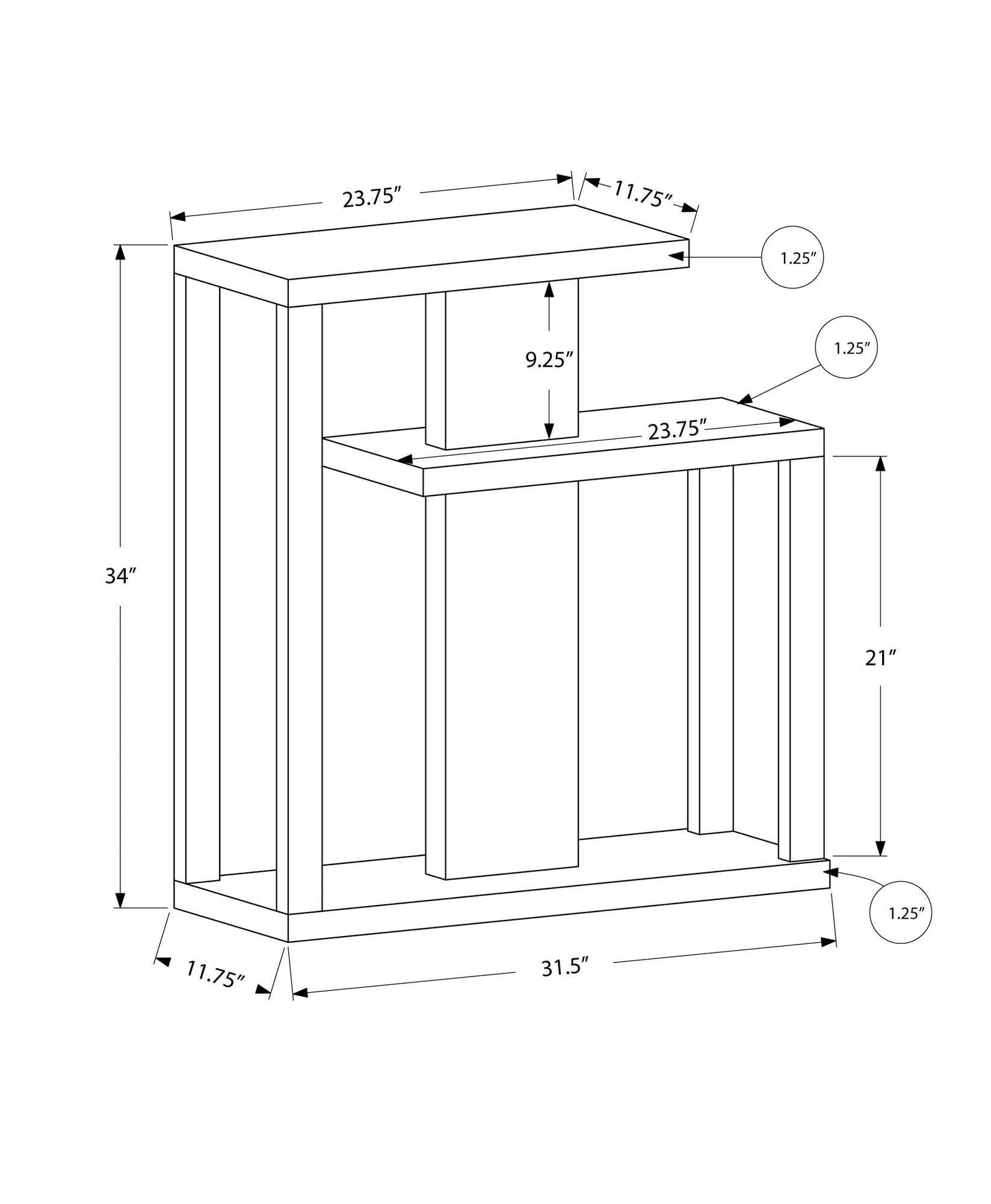 Accent Table - 32"L / Dark Taupe Hall Console