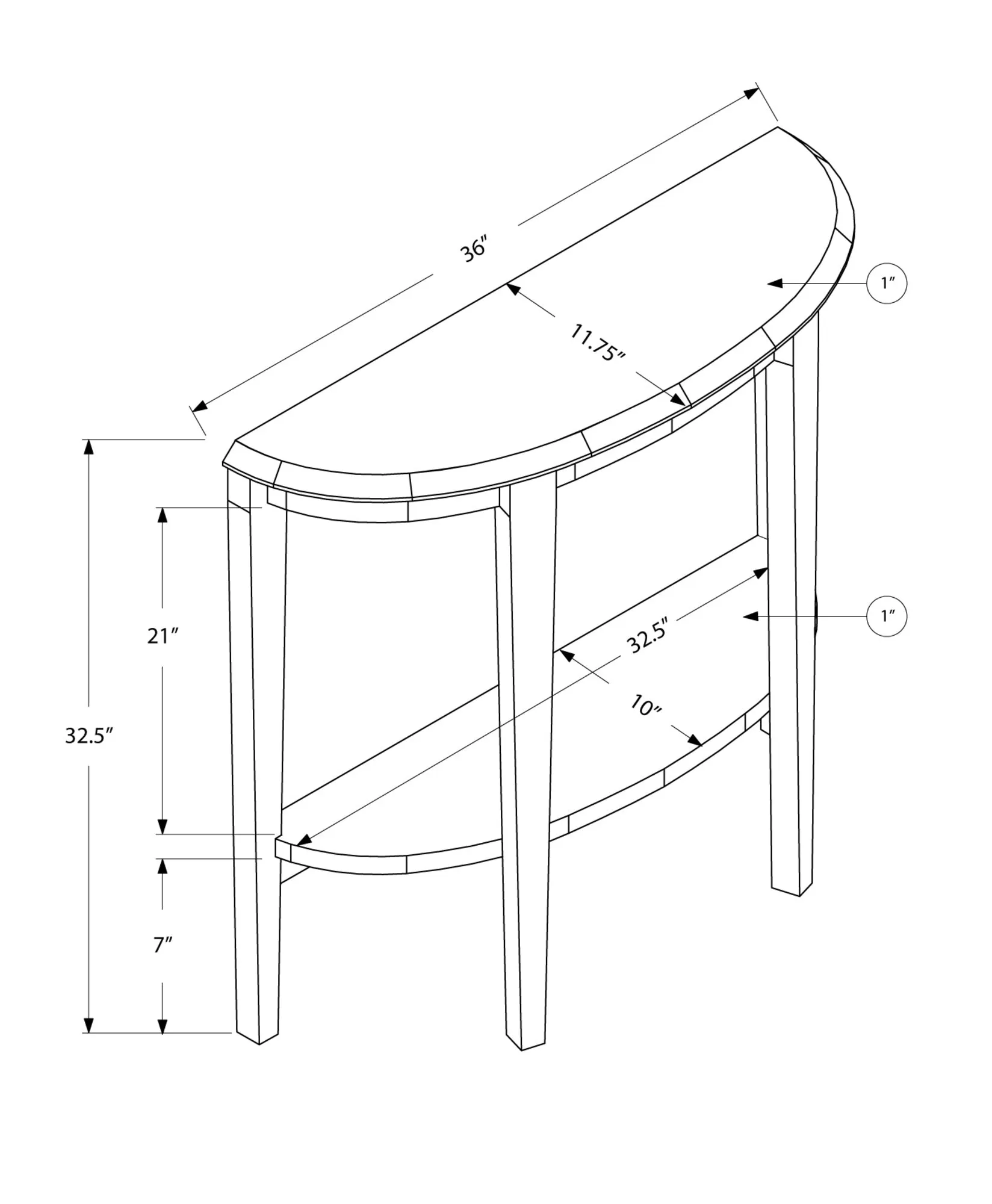 Accent Table - 36"L / Dark Taupe Hall Console