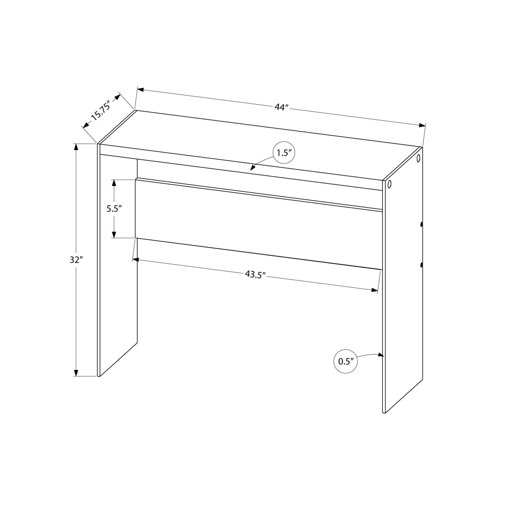 Accent Table - 44"L / Dark Taupe / Tempered Glass