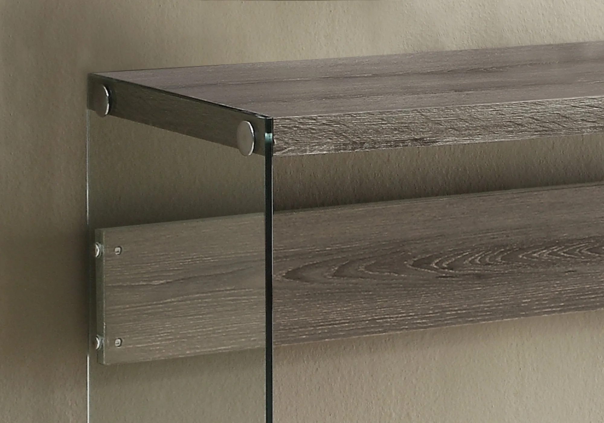 Accent Table - 44"L / Dark Taupe / Tempered Glass