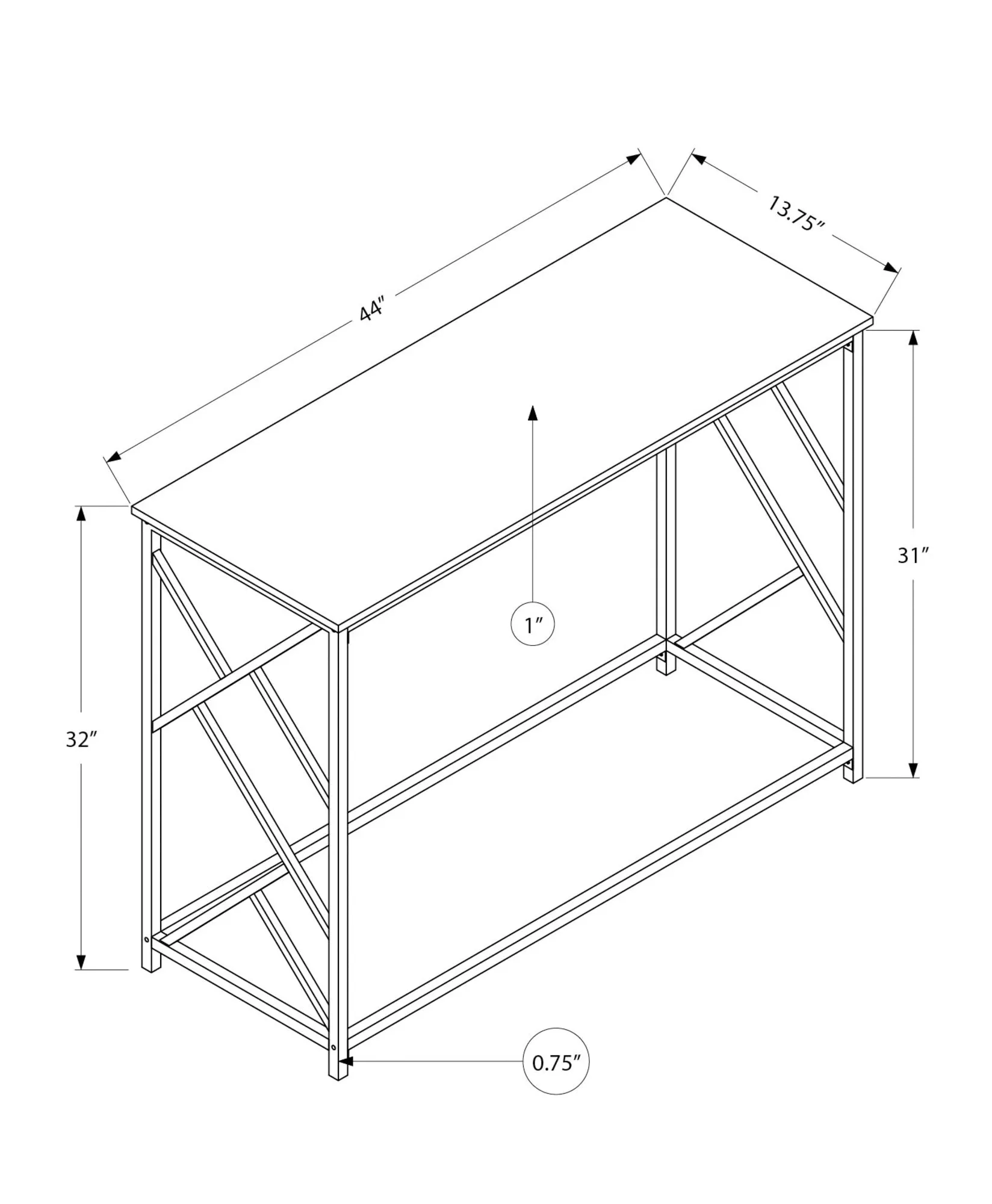 Accent Table - 44"L / Espresso / Black Metal Hall Console