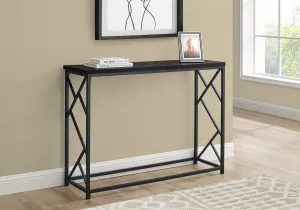 Accent Table - 44"L / Espresso / Black Metal Hall Console