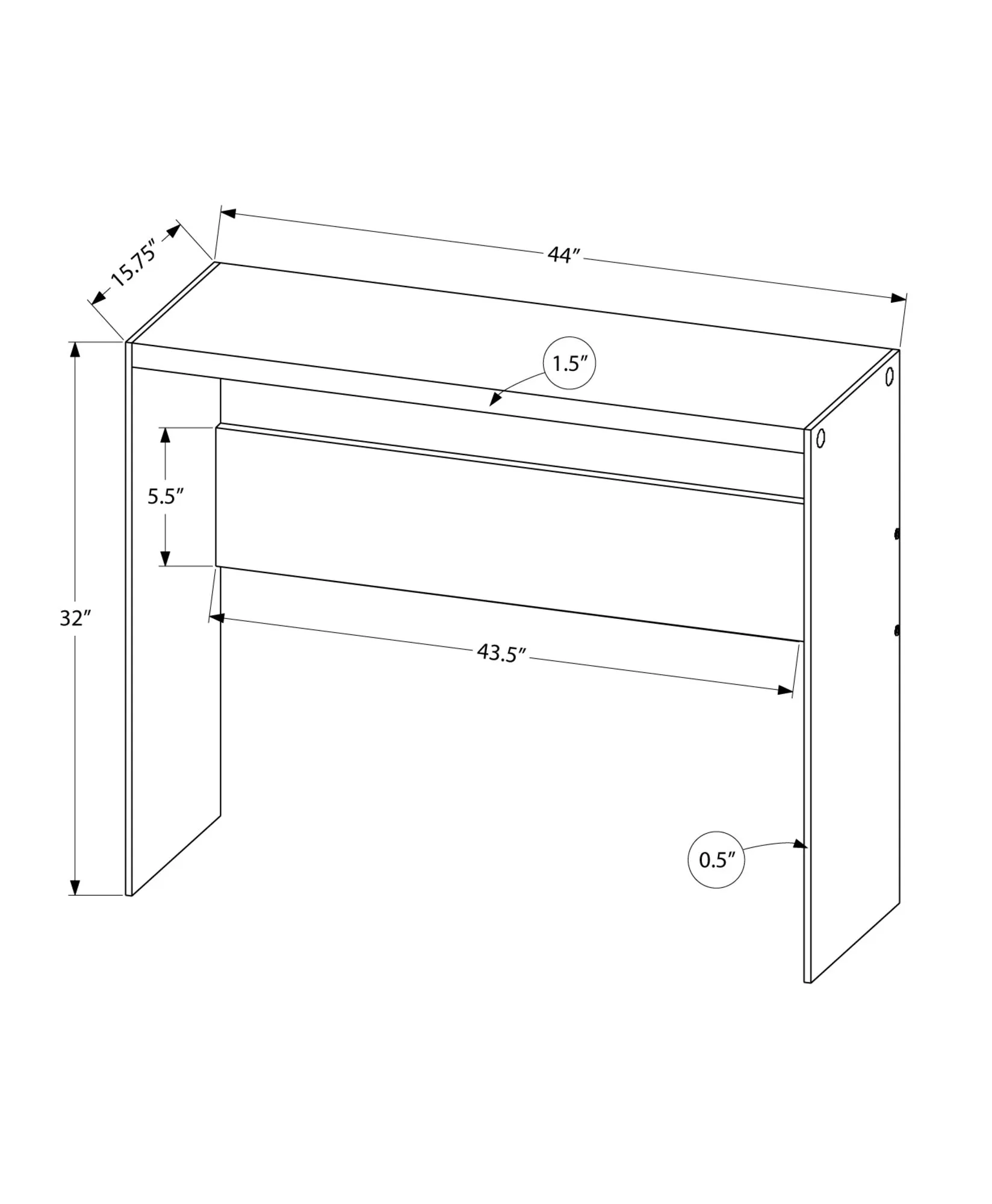 Accent Table - 44"L / Grey Cement / Tempered Glass