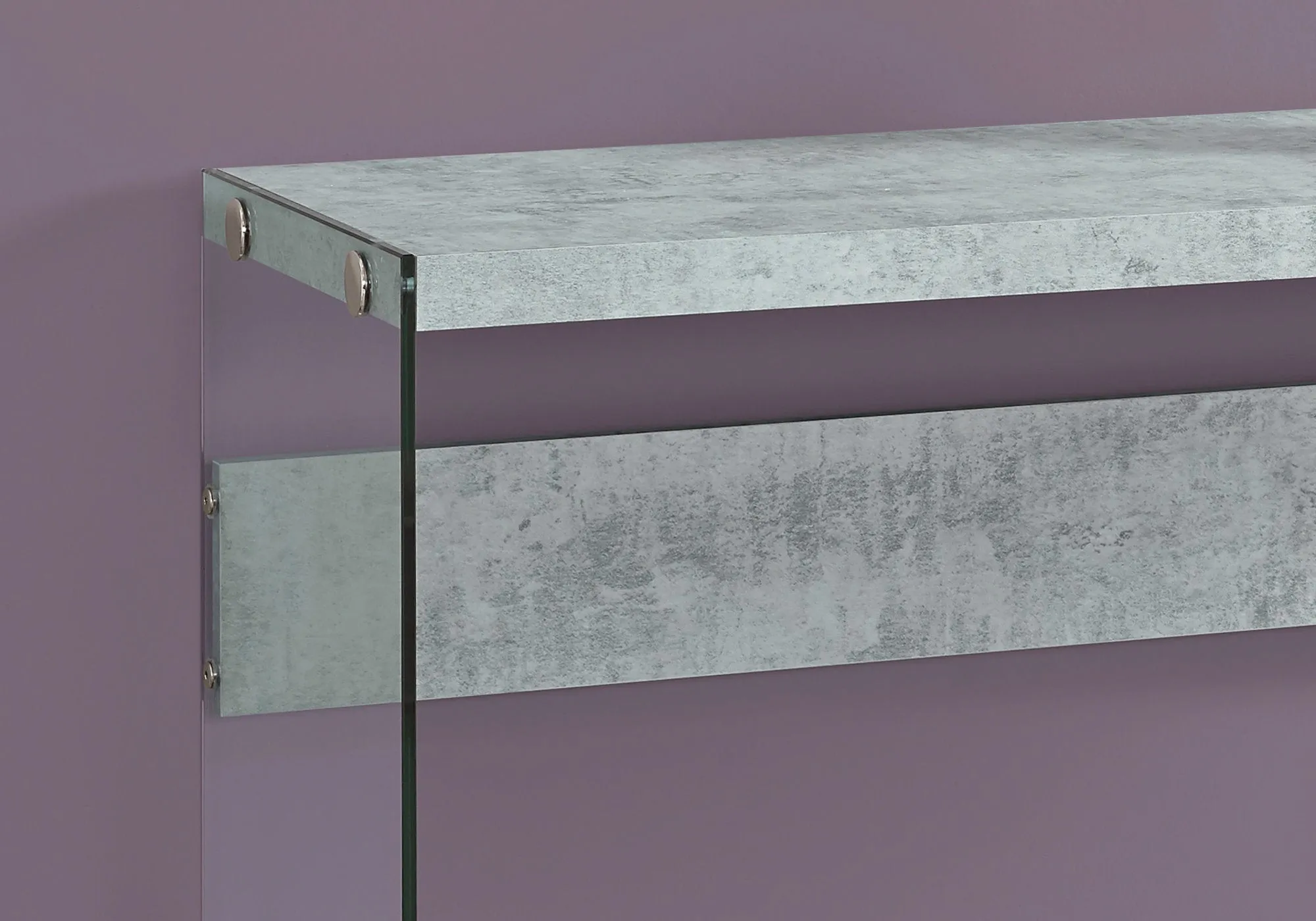 Accent Table - 44"L / Grey Cement / Tempered Glass