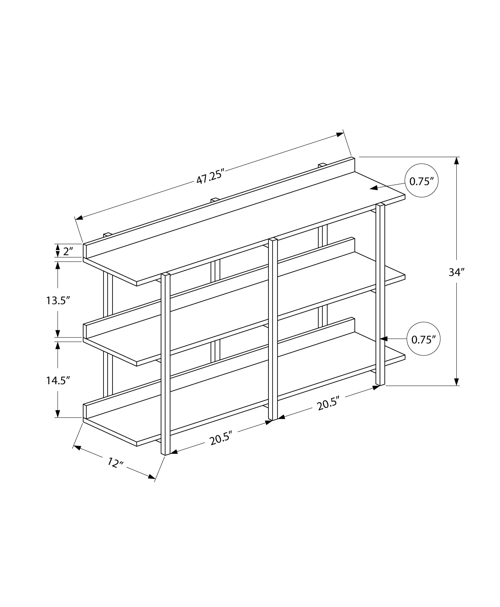 Accent Table - 48"L / Dark Taupe / Black Metal Console