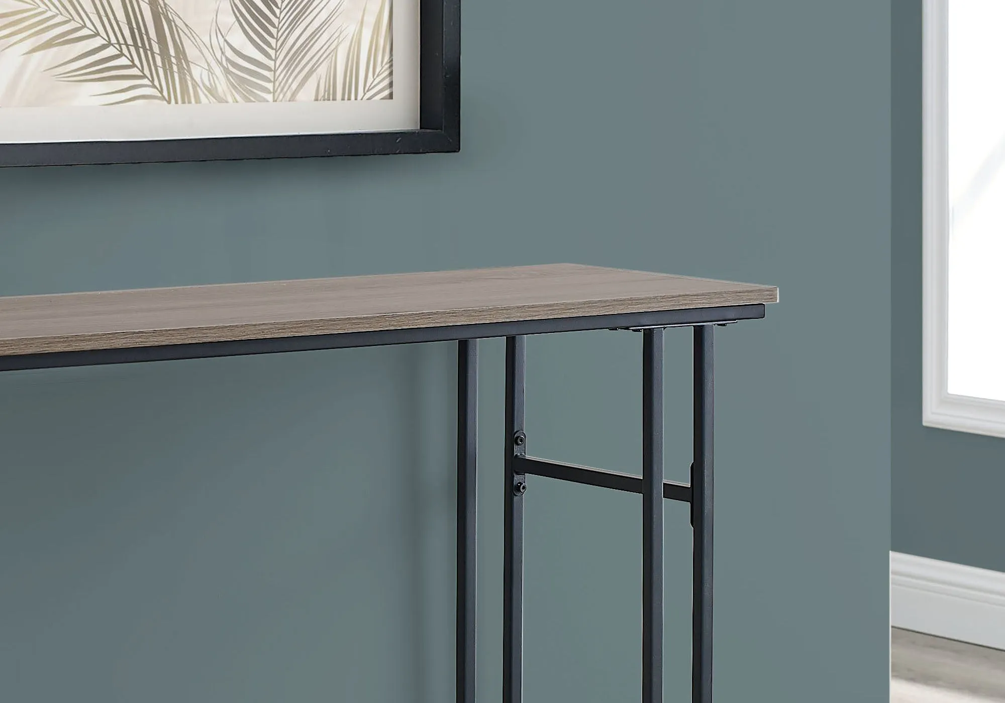 Accent Table - 48"L / Taupe / Black Metal Hall Console