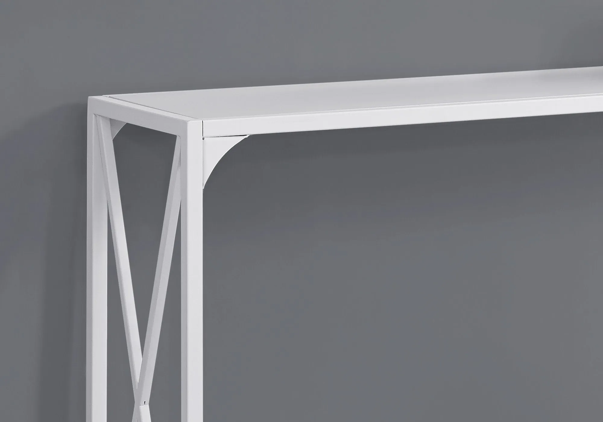 Accent Table - 48"L / White / White Metal Hall Console