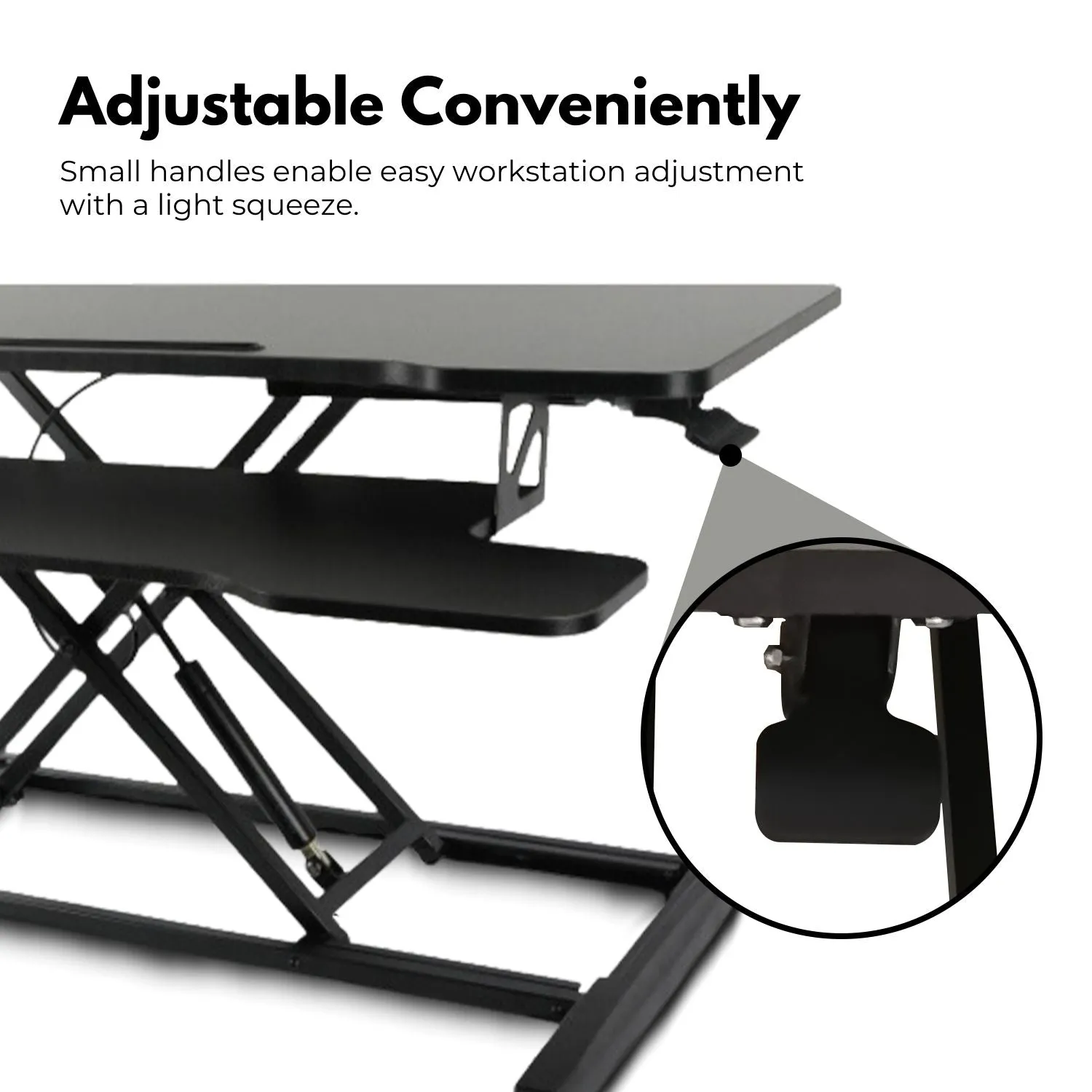 Adjustable Ergonomic Steel Desk Riser, 2-Tier, Black - EKKIO