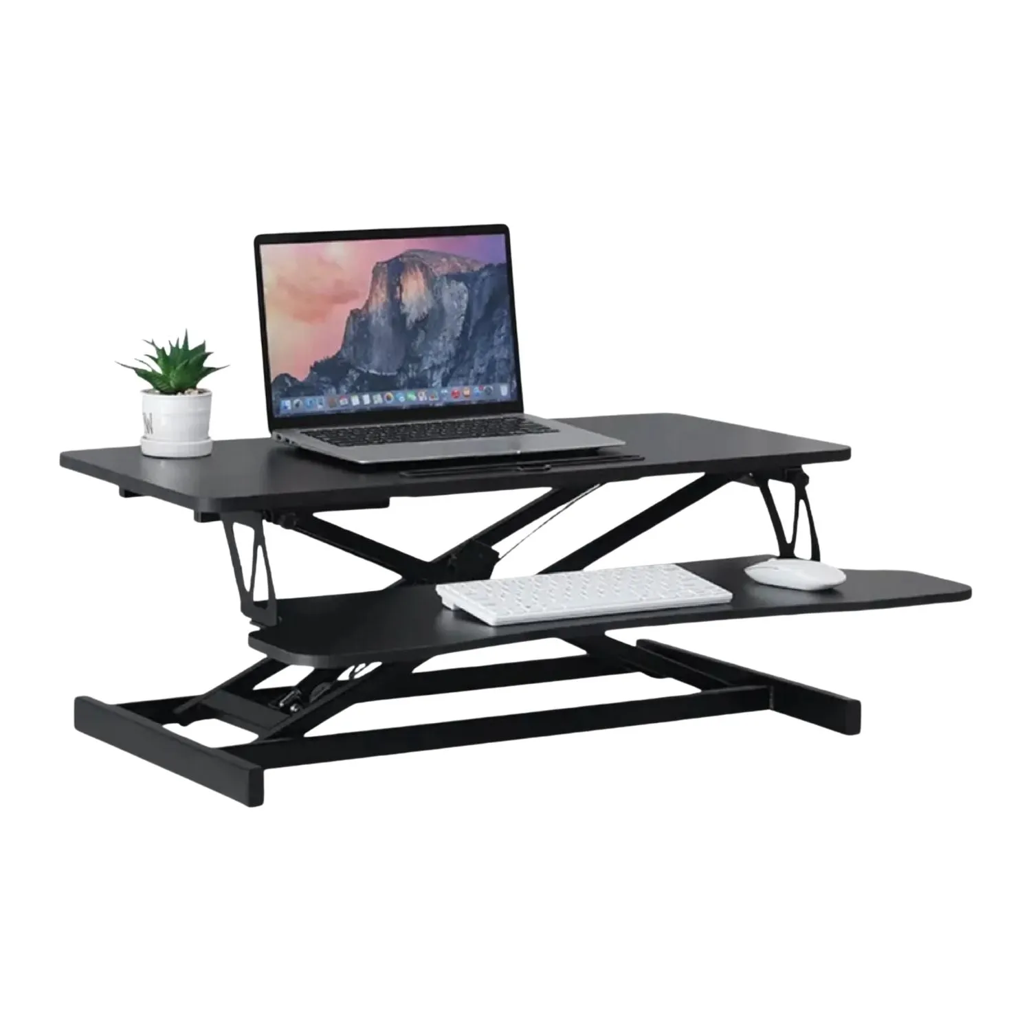 Adjustable Ergonomic Steel Desk Riser, 2-Tier, Black - EKKIO