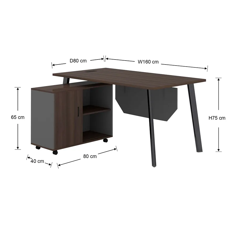 Alice 160 cm Executive Desk with Mobile Cabinet