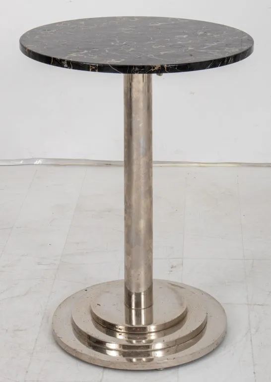 Art Deco Skyscraper Chrome Metal Marble Top Table