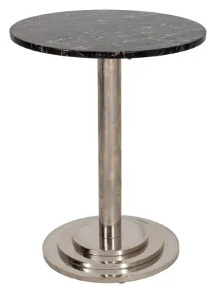 Art Deco Skyscraper Chrome Metal Marble Top Table