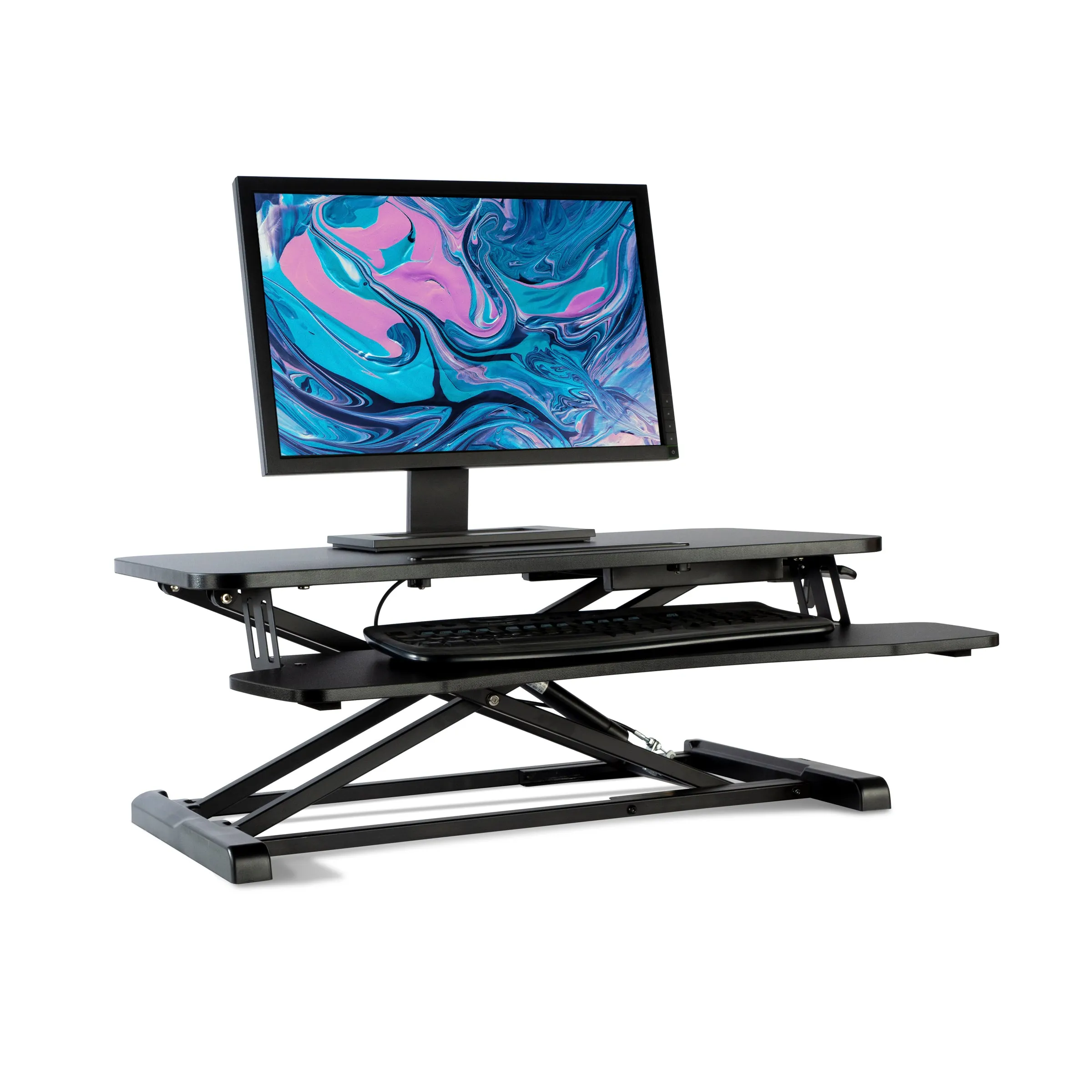 Atlantic Height Adjustable Large Standing Desk Converter, Black - Gas Spring, Desktop Riser