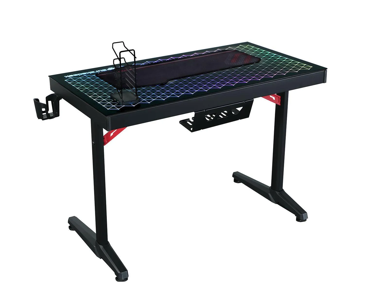 Avoca Tempered Glass Top Gaming Desk Black