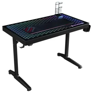 Avoca Tempered Glass Top Gaming Desk Black