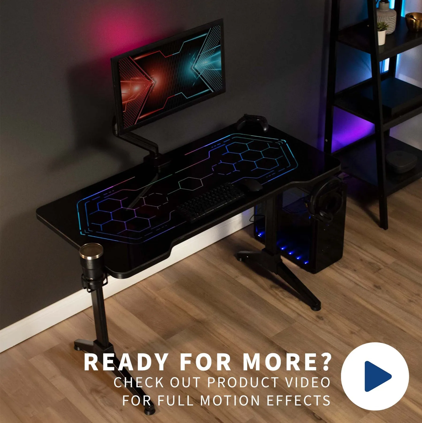 Black 48" x 24" Gaming Desk w/ RGB LED Lights (48")