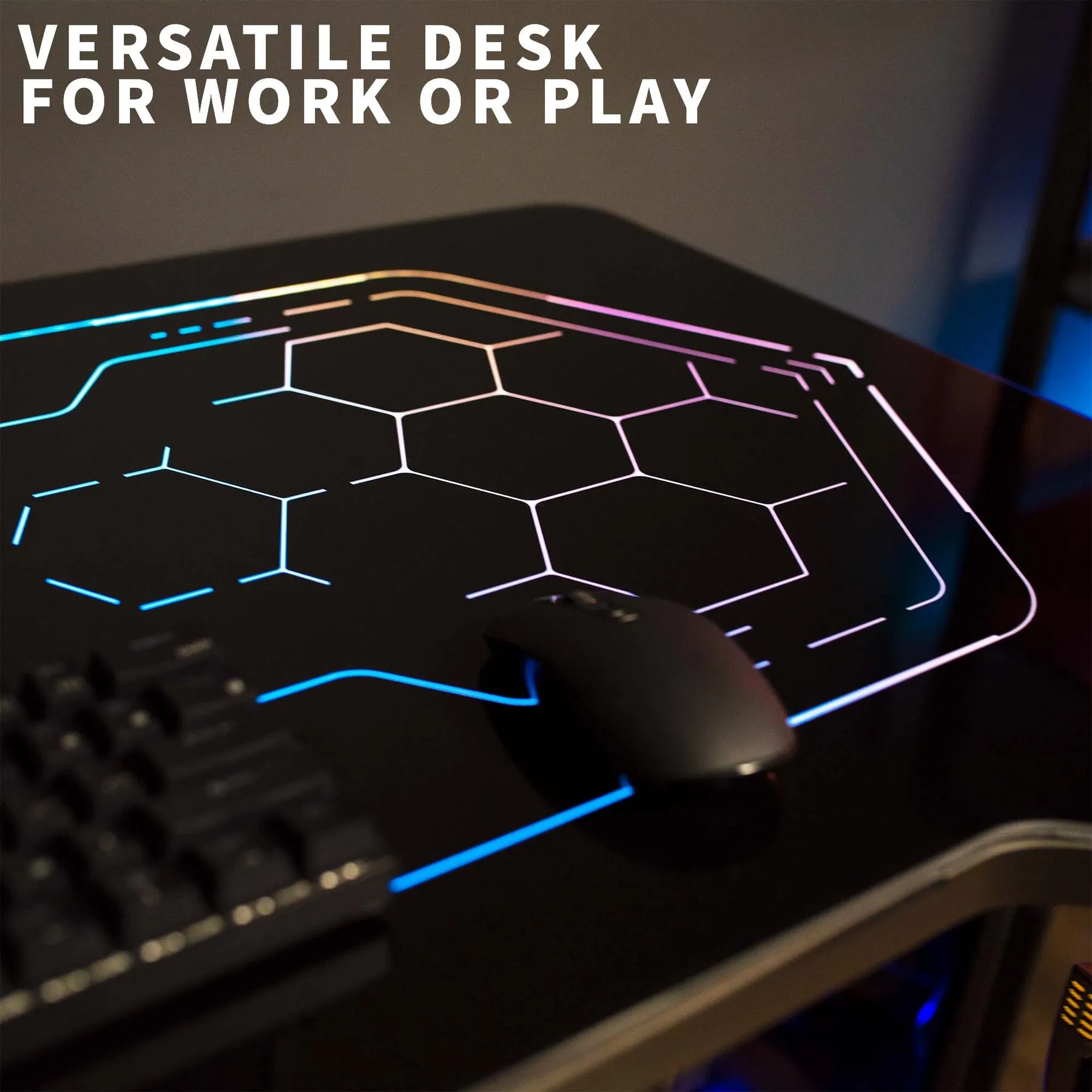 Black 48" x 24" Gaming Desk w/ RGB LED Lights (48")