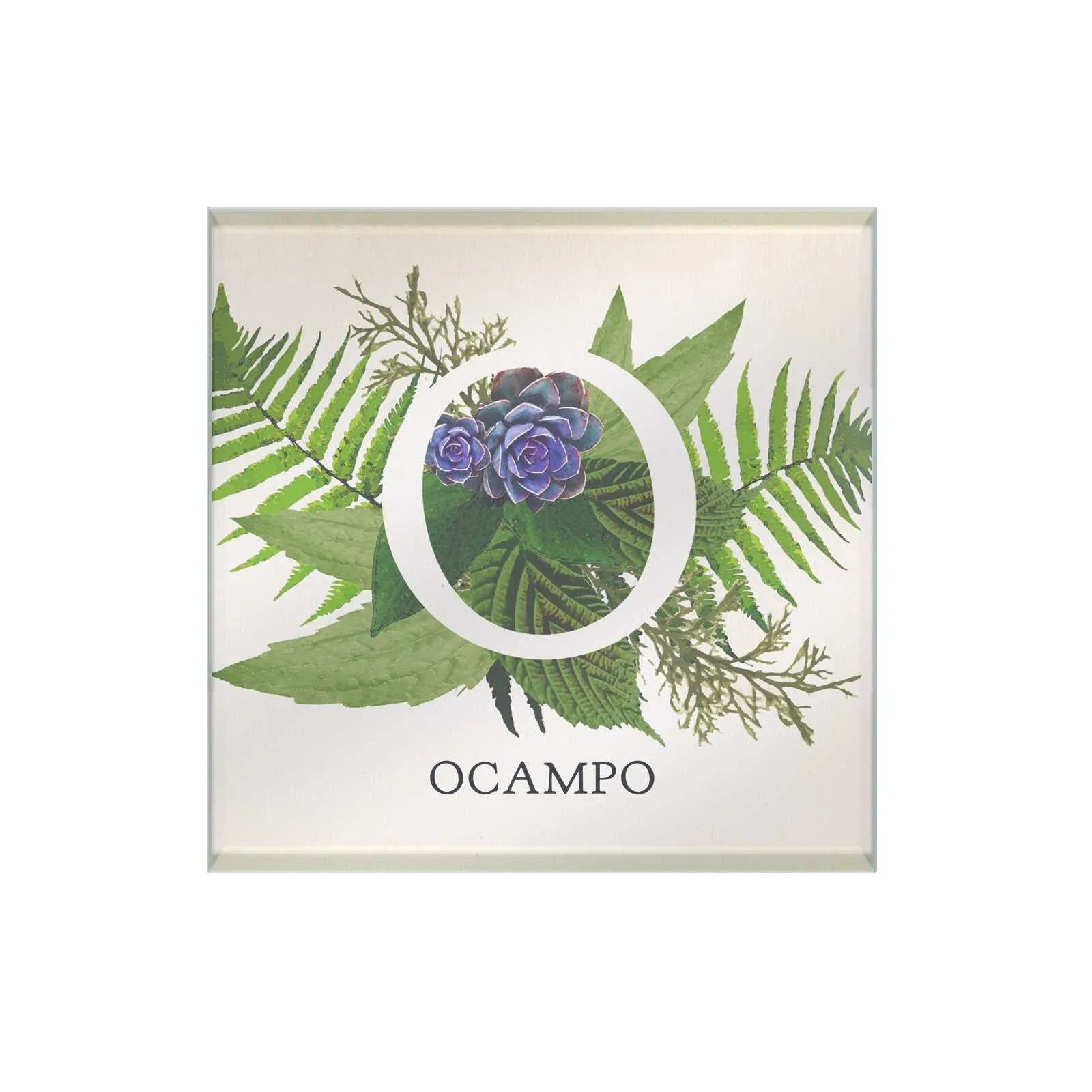 Botanical Monogram Glass Coaster