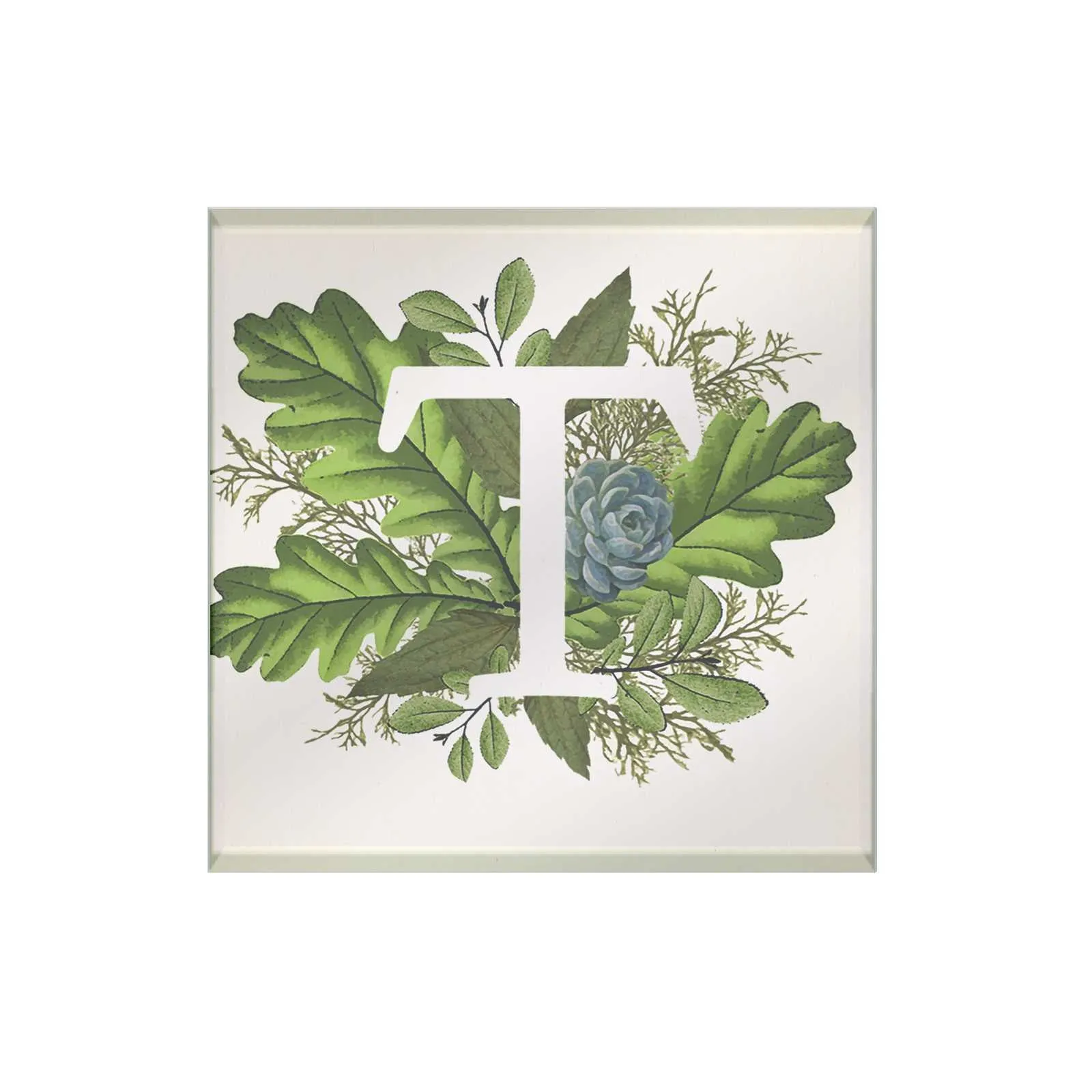 Botanical Monogram Glass Coaster