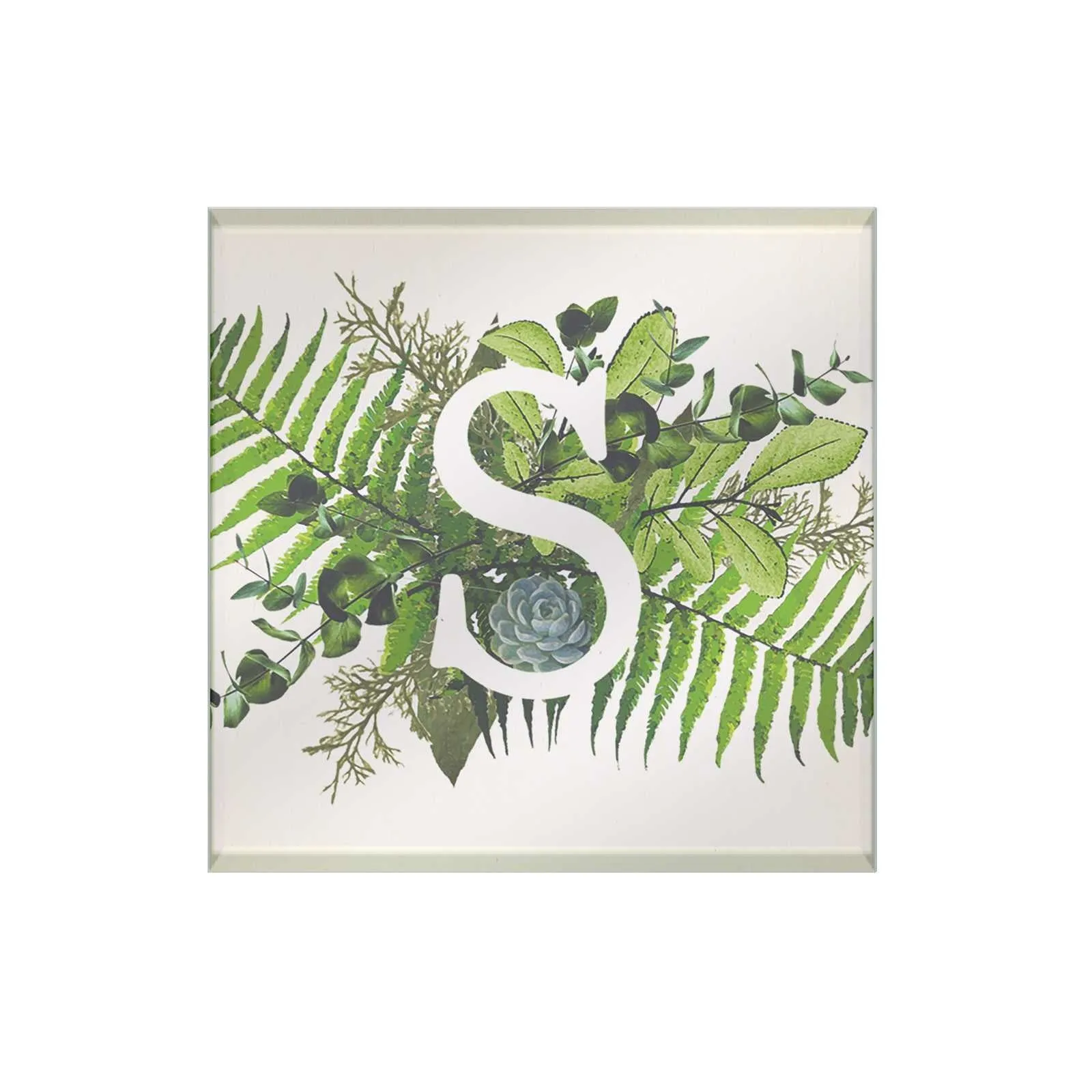 Botanical Monogram Glass Coaster