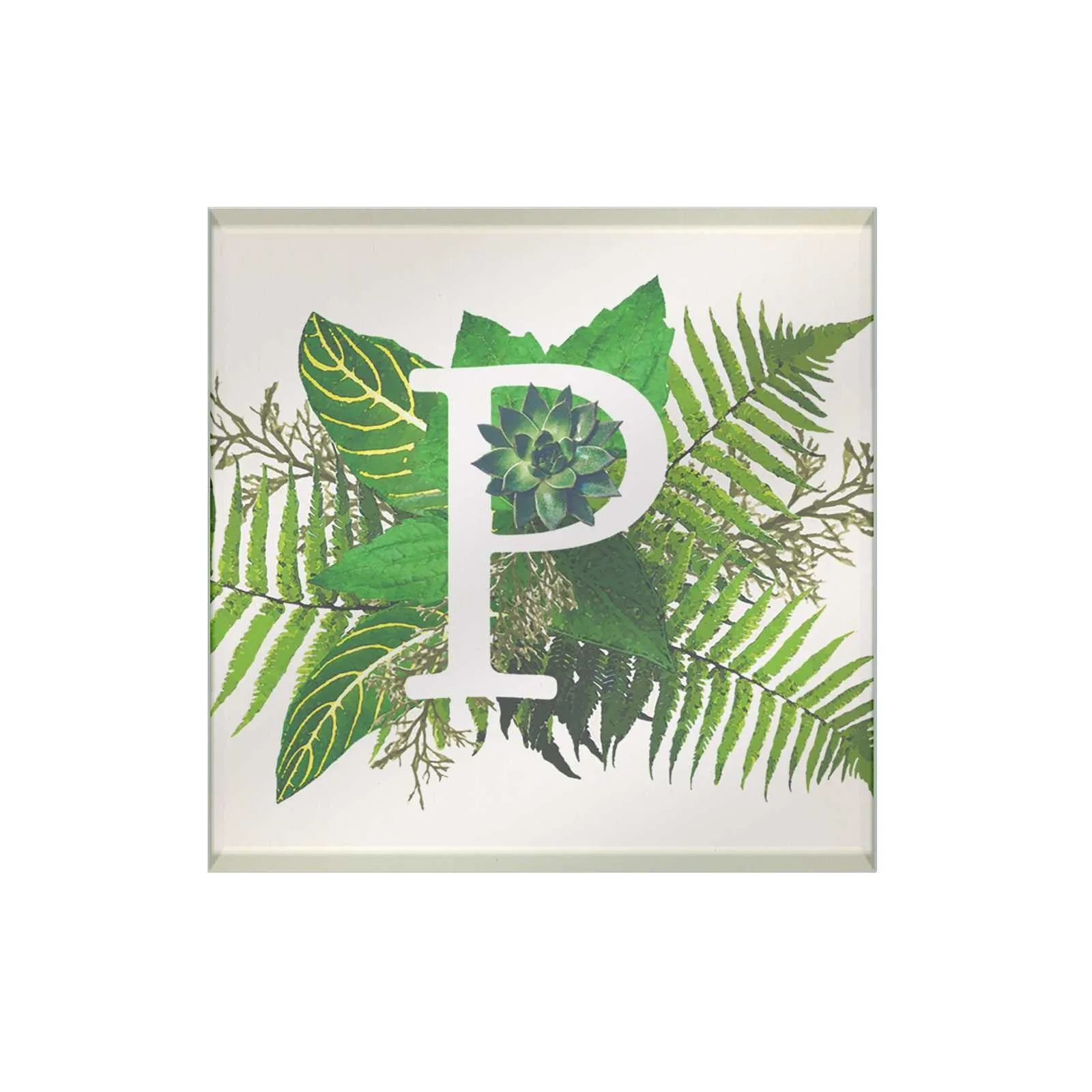 Botanical Monogram Glass Coaster