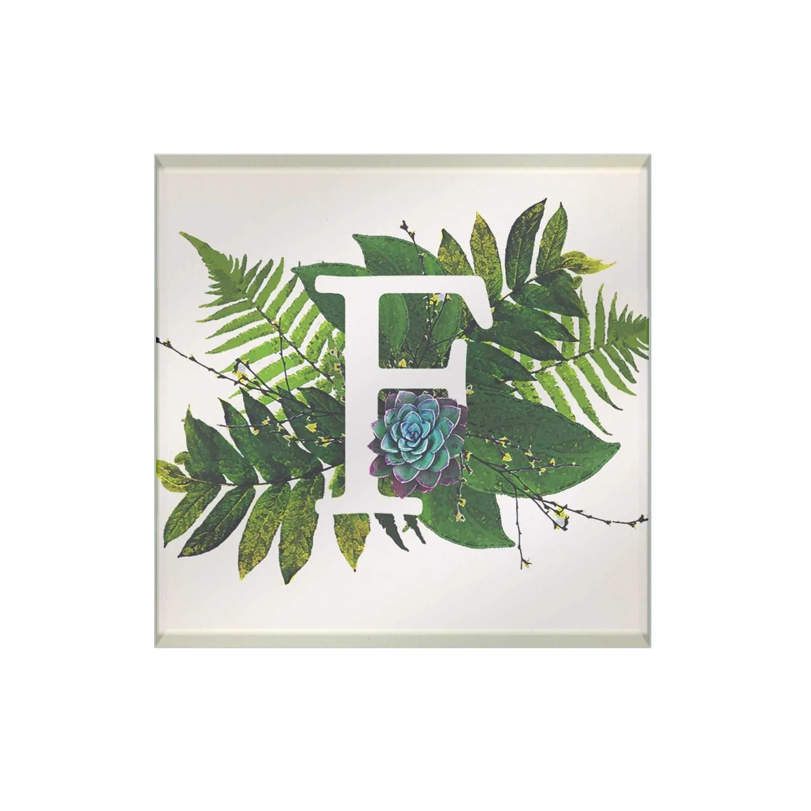 Botanical Monogram Glass Coaster