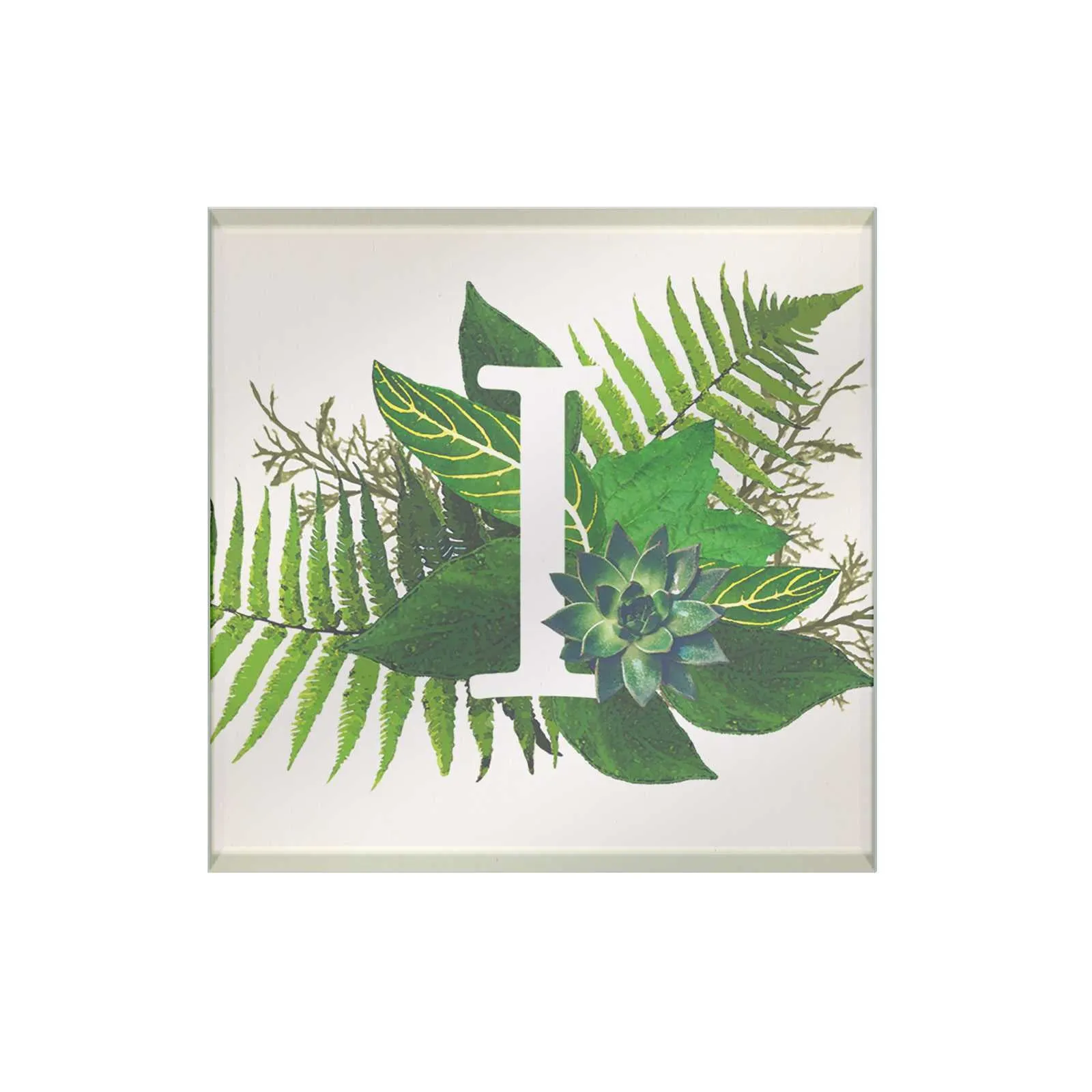 Botanical Monogram Glass Coaster