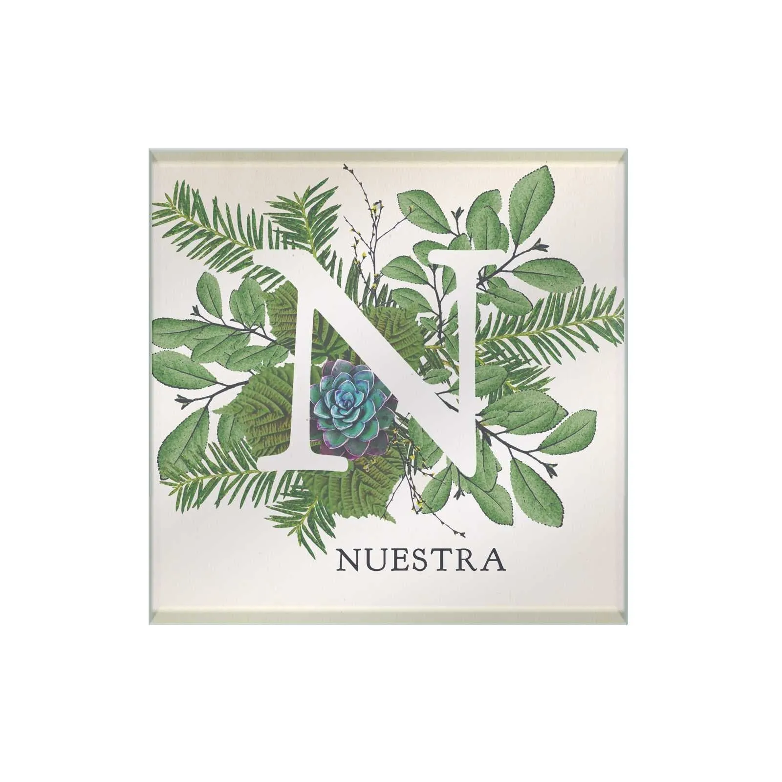 Botanical Monogram Glass Coaster