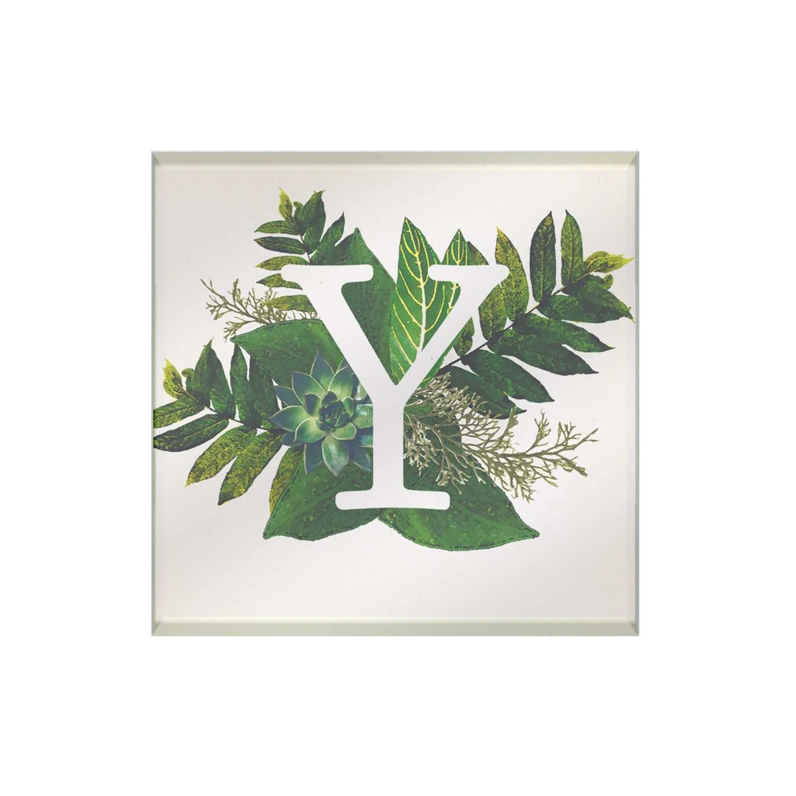 Botanical Monogram Glass Coaster