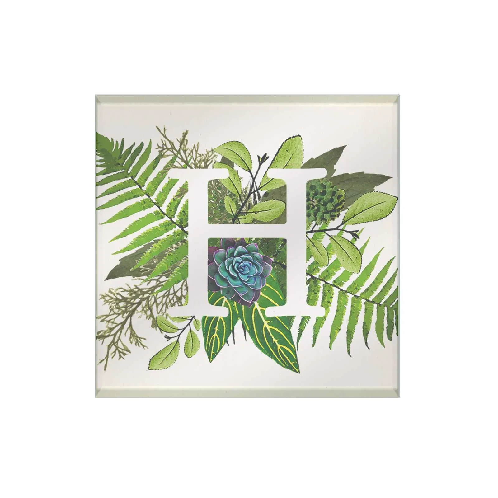 Botanical Monogram Glass Coaster