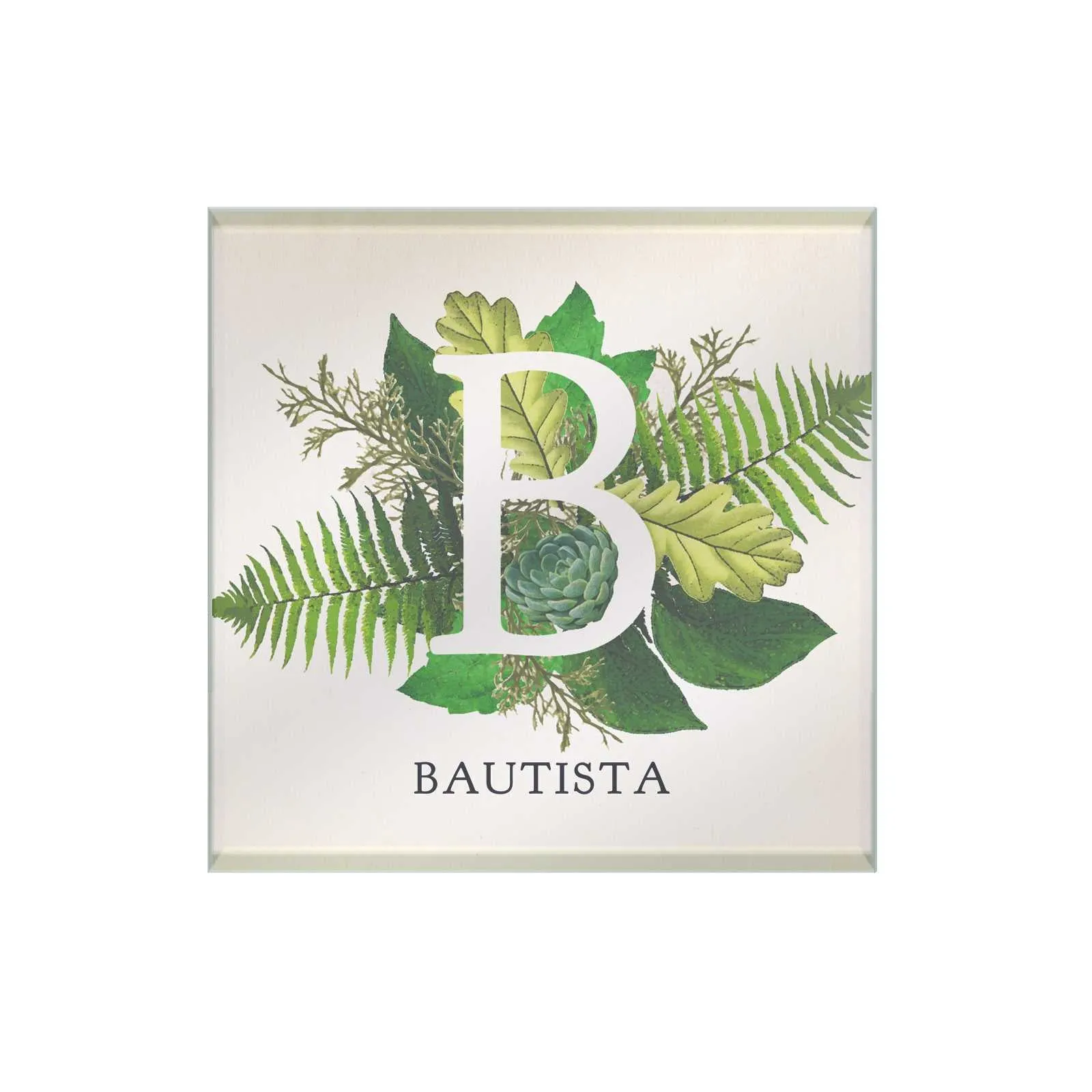 Botanical Monogram Glass Coaster