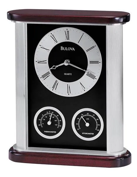 Bulova Belvedere Executive Desk & Table Clock - Silver-Tone and  Mahogany Stain