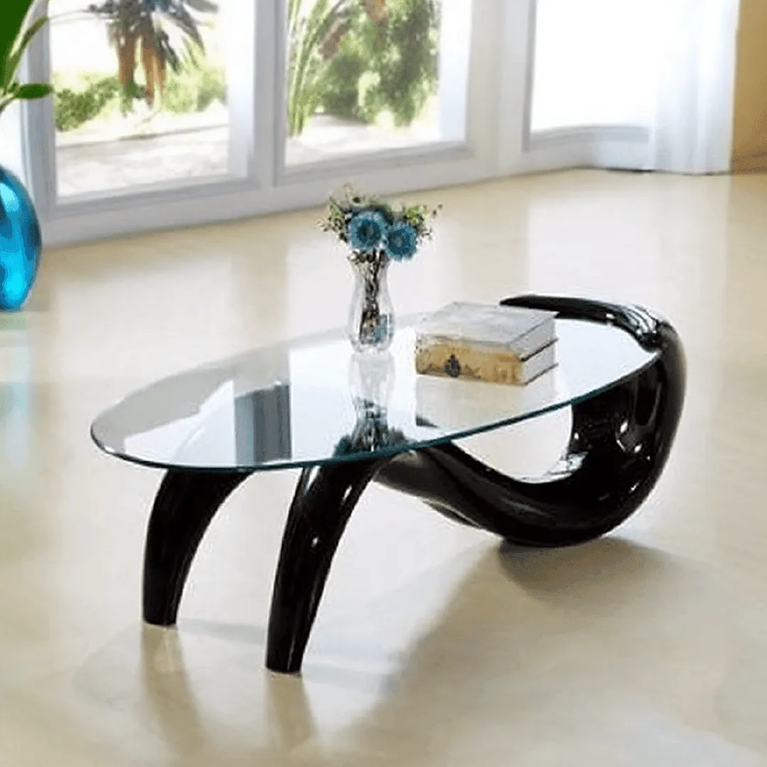 Ciaran Coffee Table with Glass Top in Black