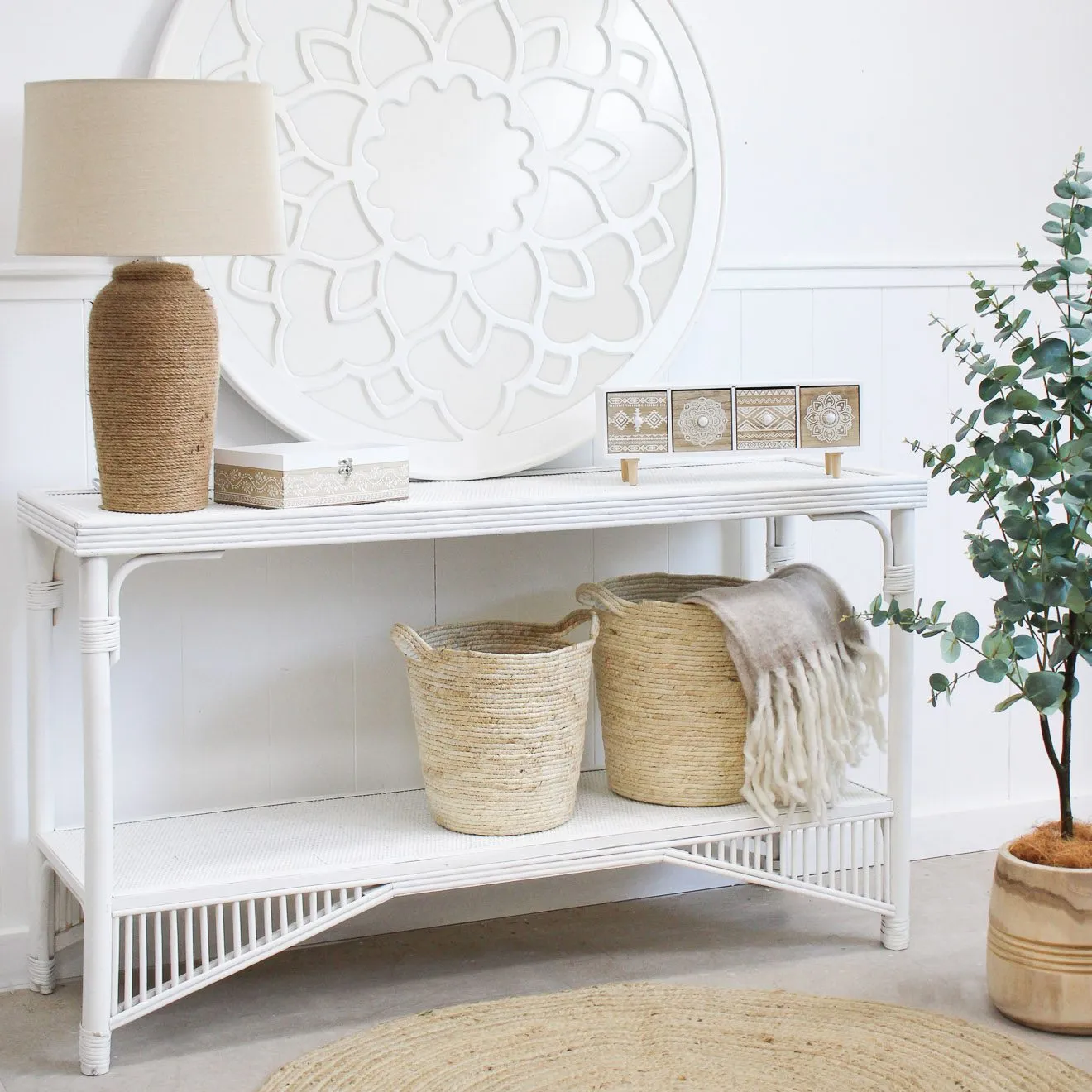 Coastal White Console Table