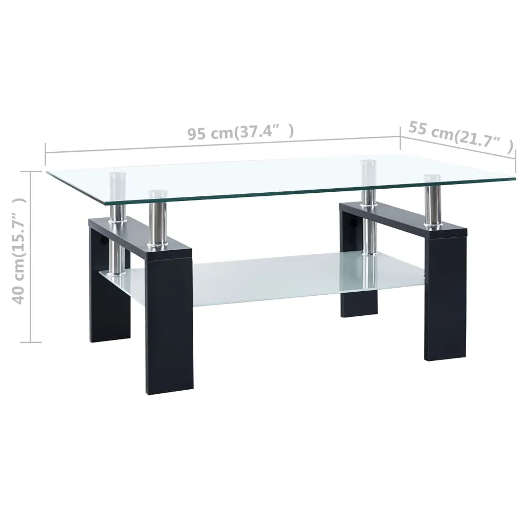 Coffee Table Black and Transparent 95x55x40 cm Tempered Glass