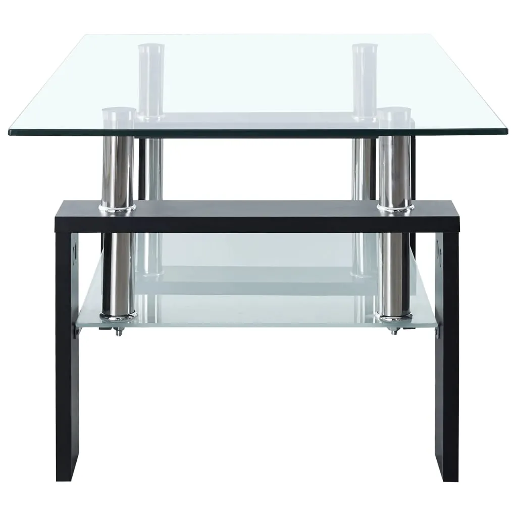 Coffee Table Black and Transparent 95x55x40 cm Tempered Glass