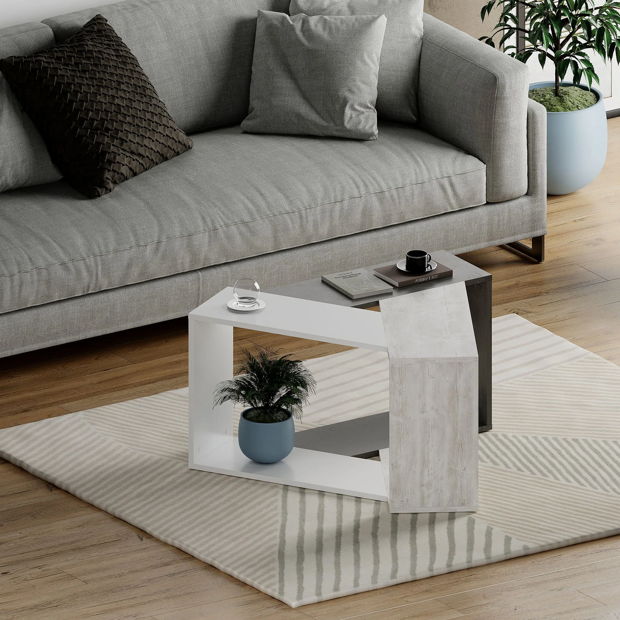 Coffee Table Trio - Grey, White, Ancient White