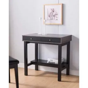 Compact Writing Desk With Two Drawers, Black and Gray