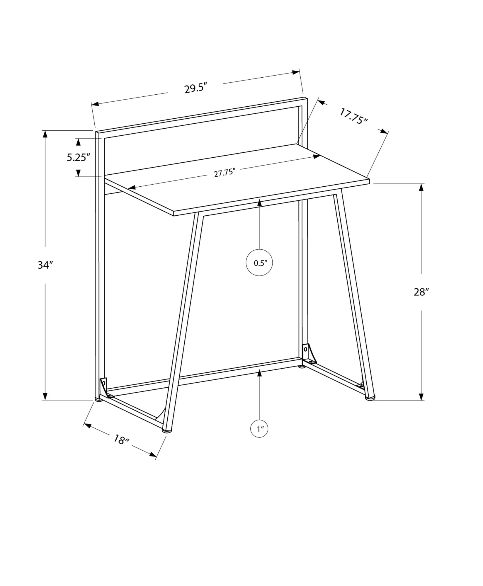 Computer Desk - 30"L / Juvenile Black / Black Metal