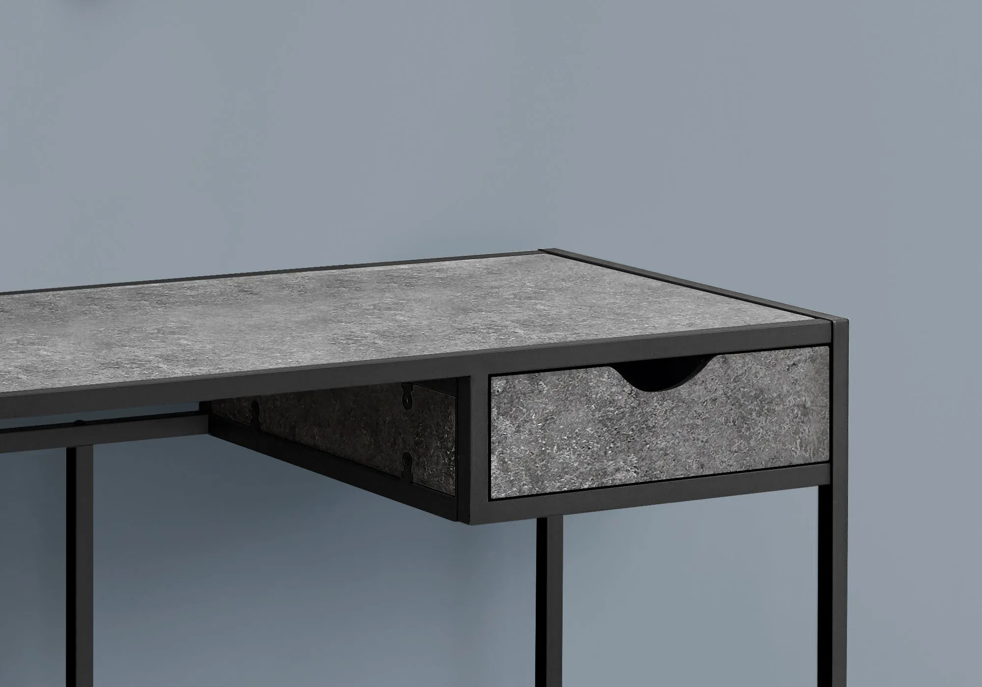 Computer Desk - 42"L / Grey Stone-Look / Black Metal