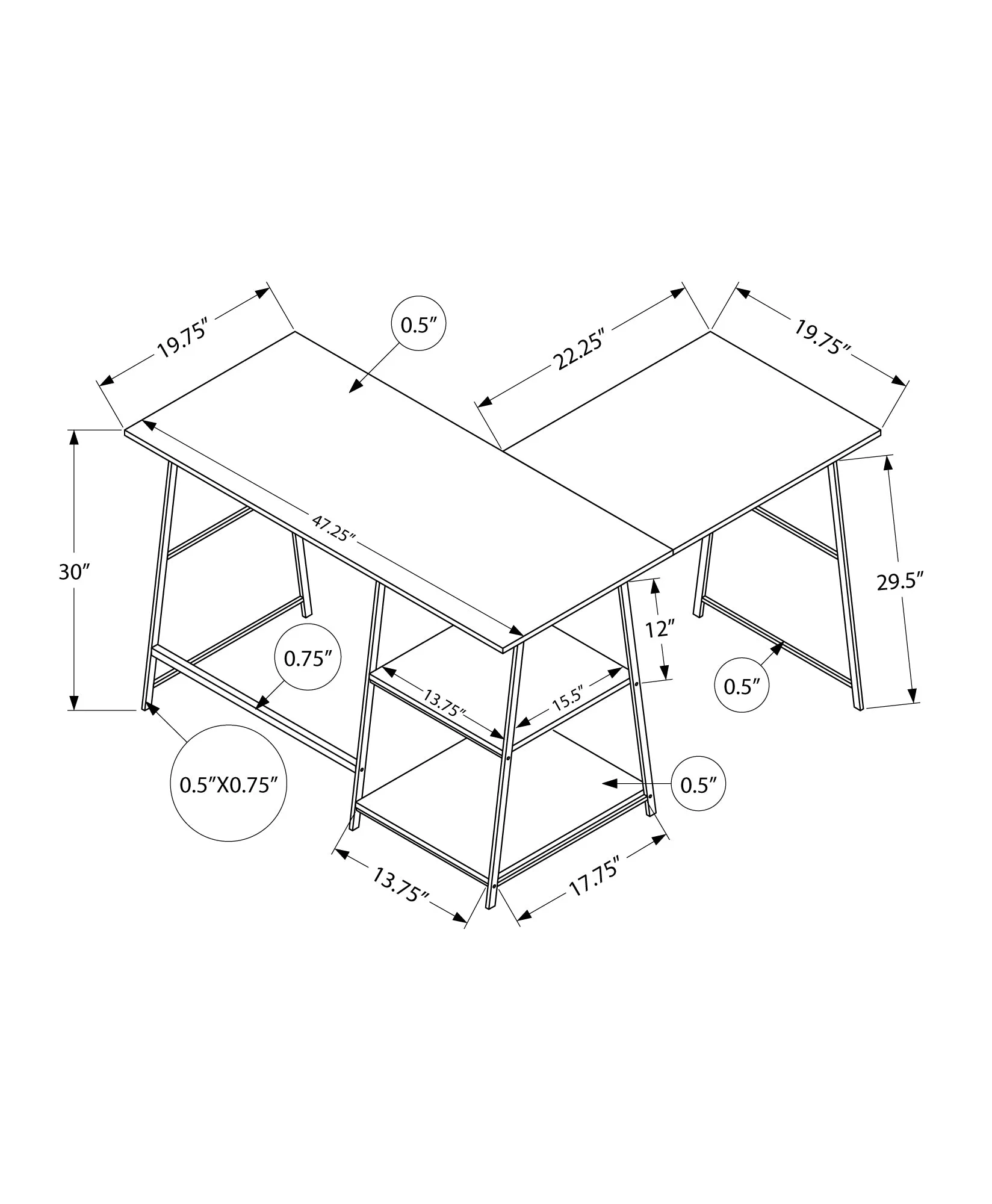 Computer Desk - 48"L / Espresso Top / Black Metal Corner