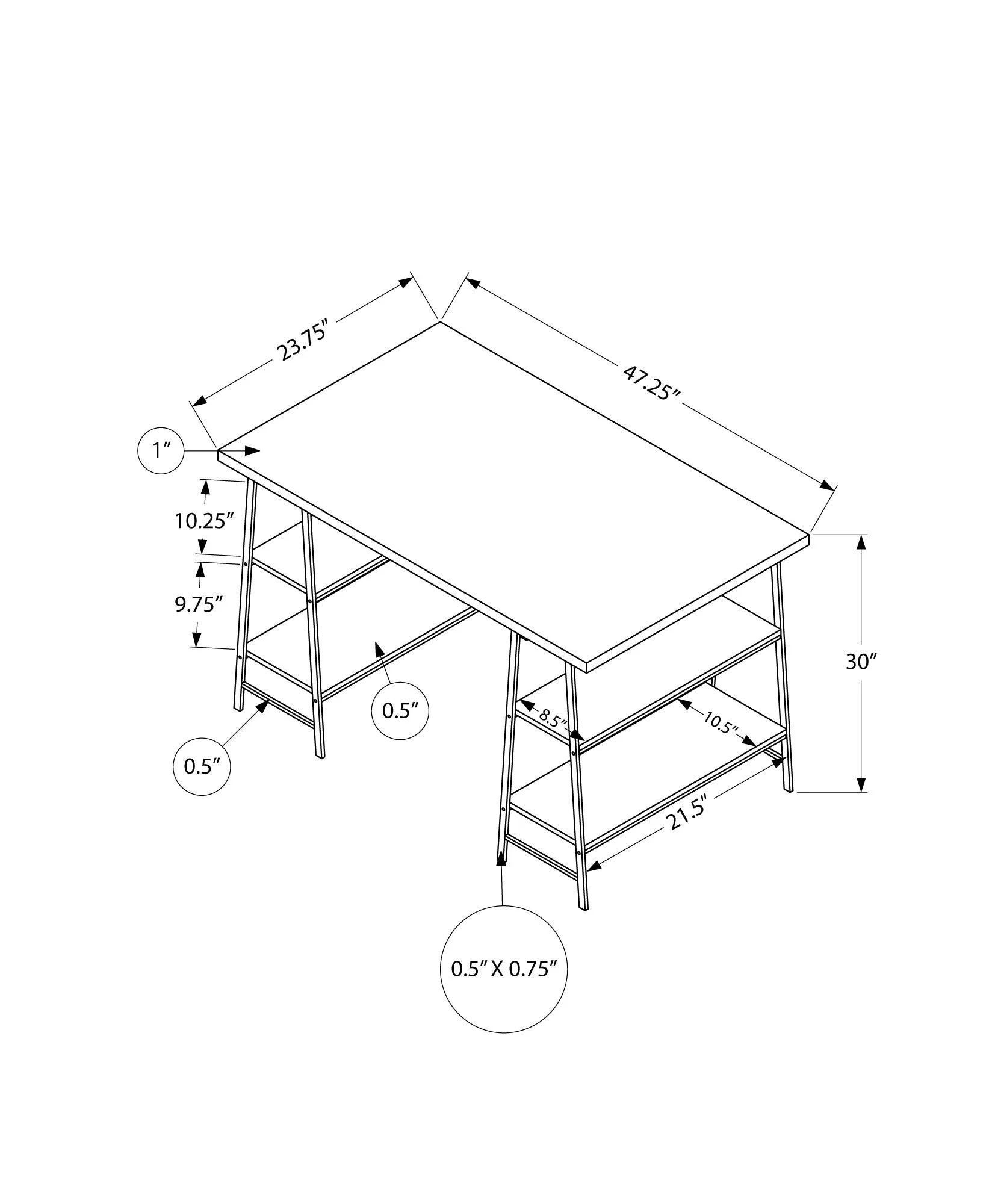 Computer Desk - 48"L / White / White Metal