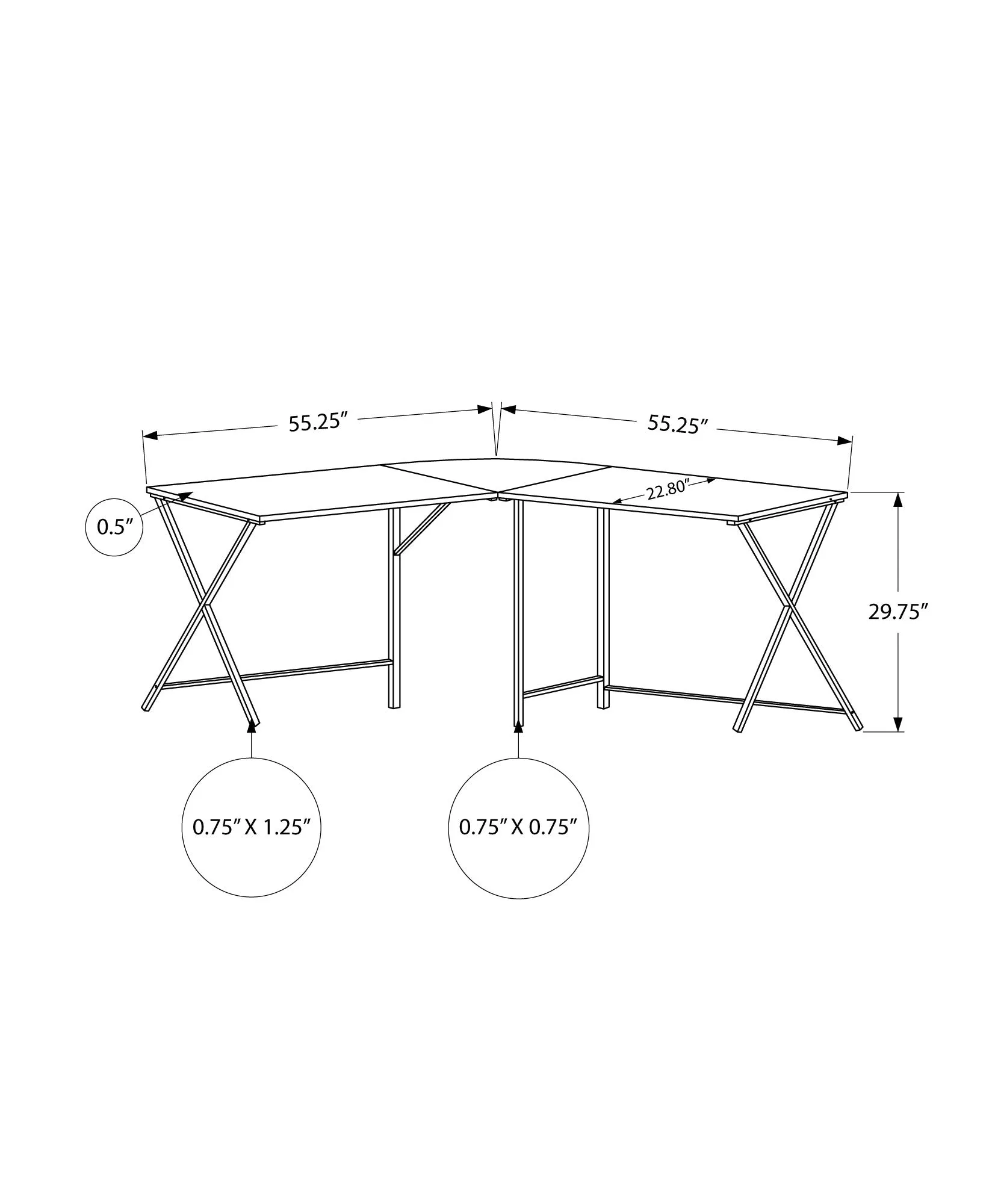 Computer Desk - 55"L / Grey Top / Black Metal Corner